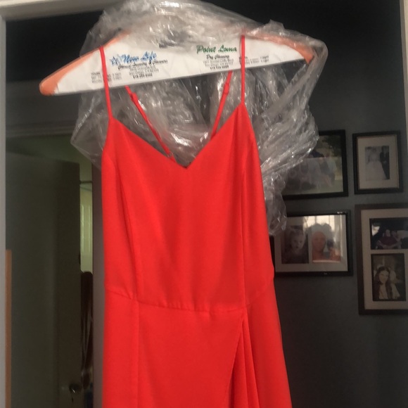 SUGAR LIPS Coral/ orange hi low dress - Picture 6 of 7